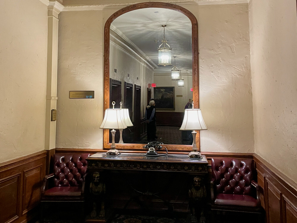 Charles Dickens mirror on first mezzanine Omni Parker House Hotel