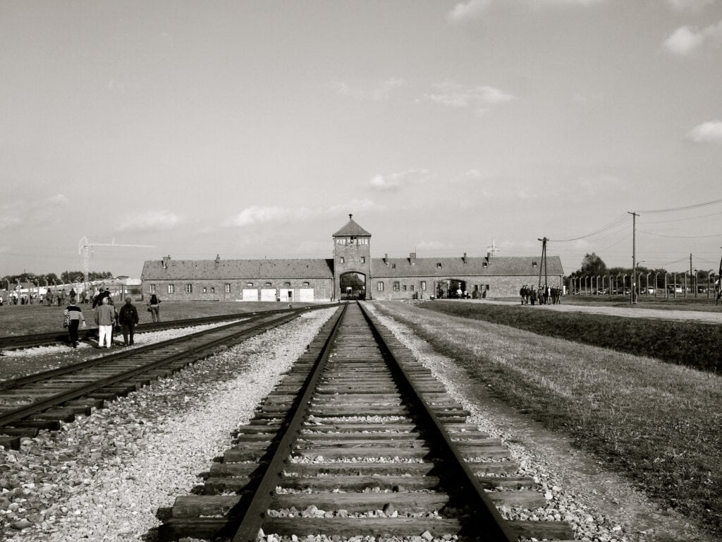 Auschwitz-Birkenau concentration camp railroad track