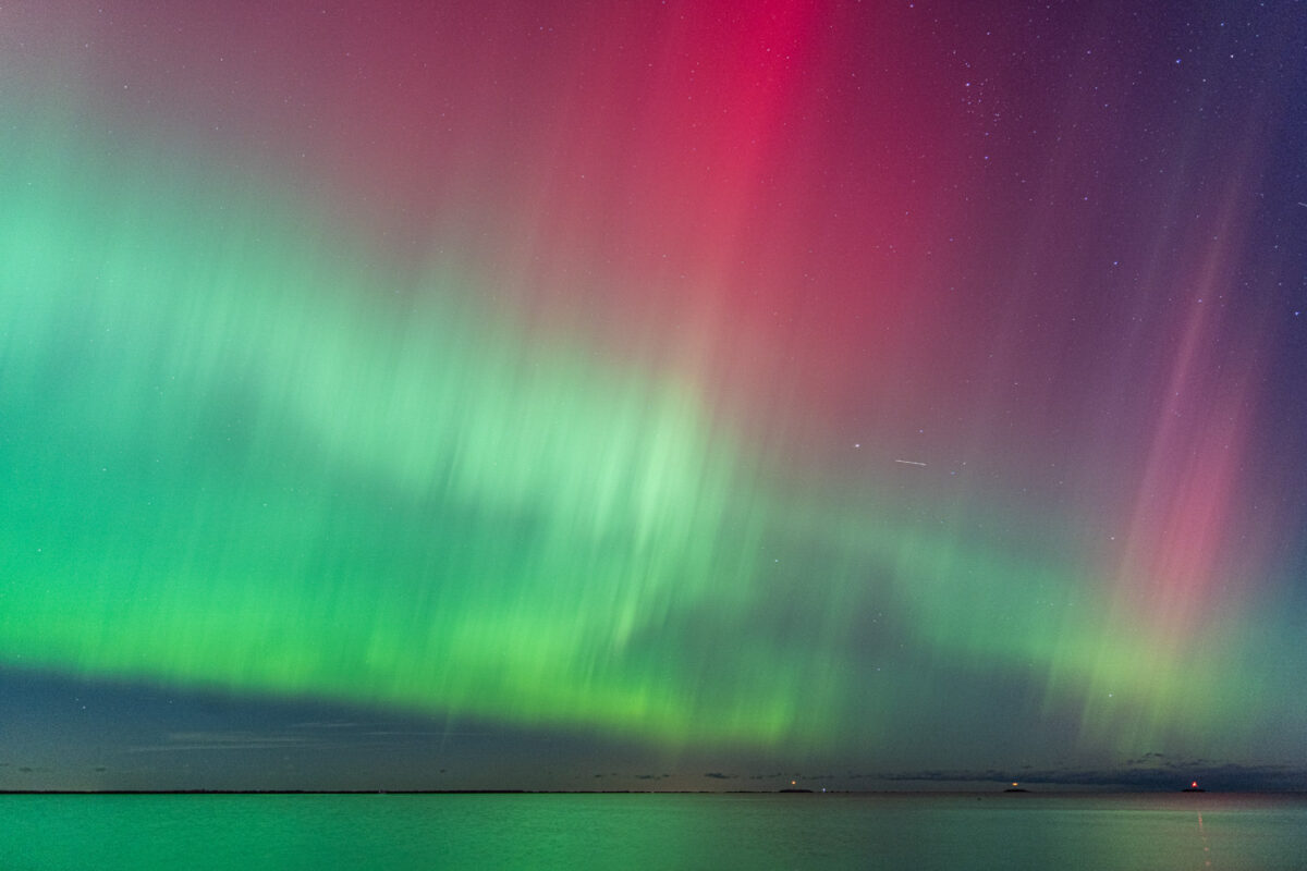 Northern Lights over Lake Erie in Cleveland, Ohio