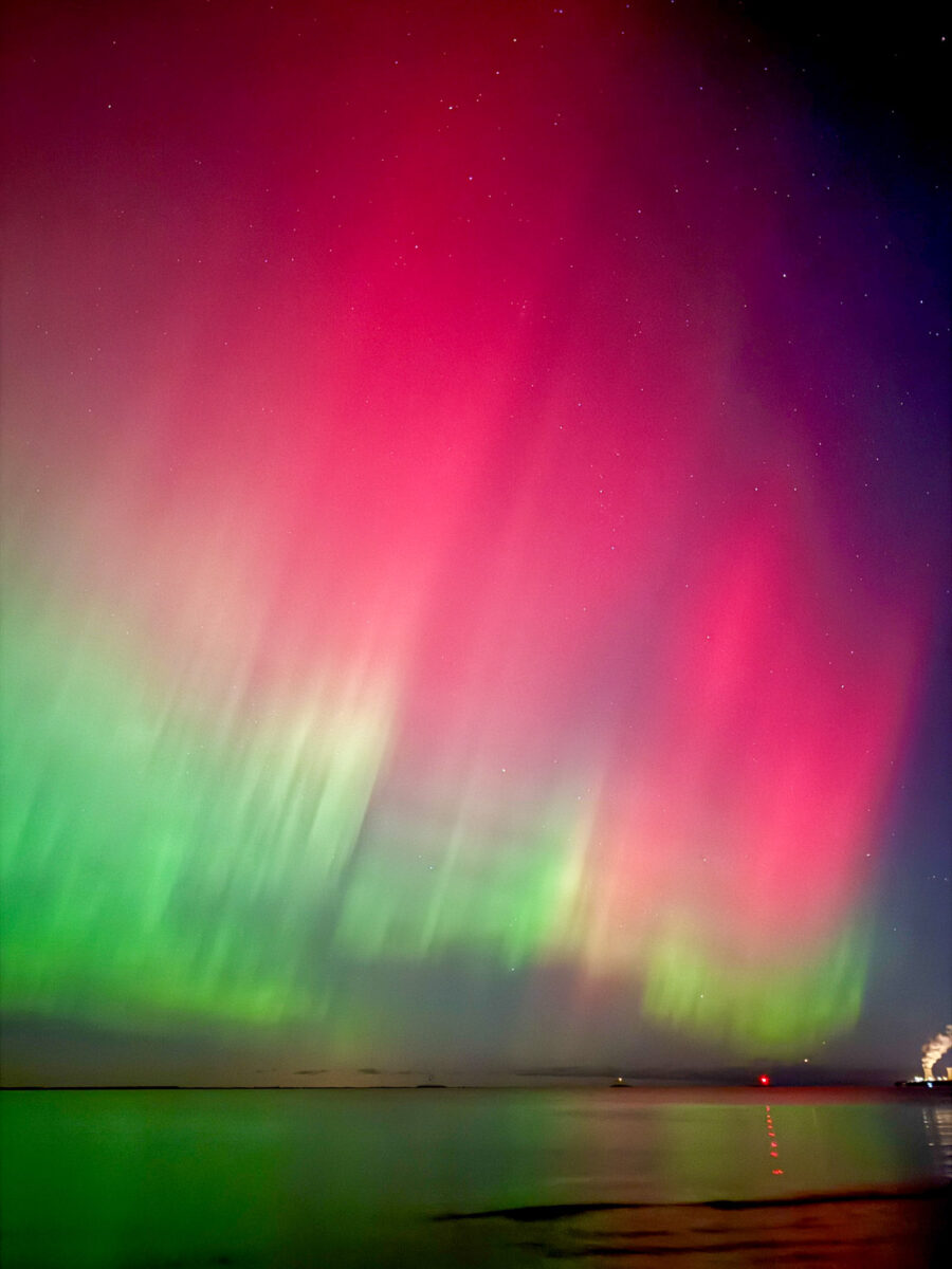 Northern Lights over Lake Erie in Cleveland, Ohio