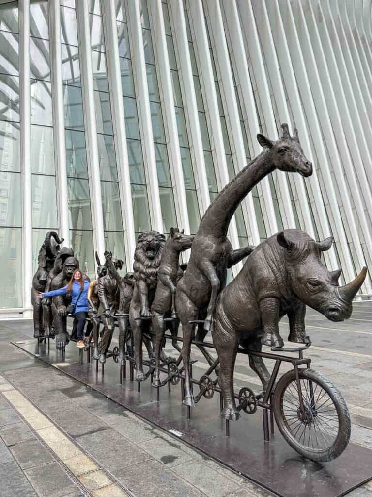 A Wild Life For Wildlife sculpture at the World Trade Center